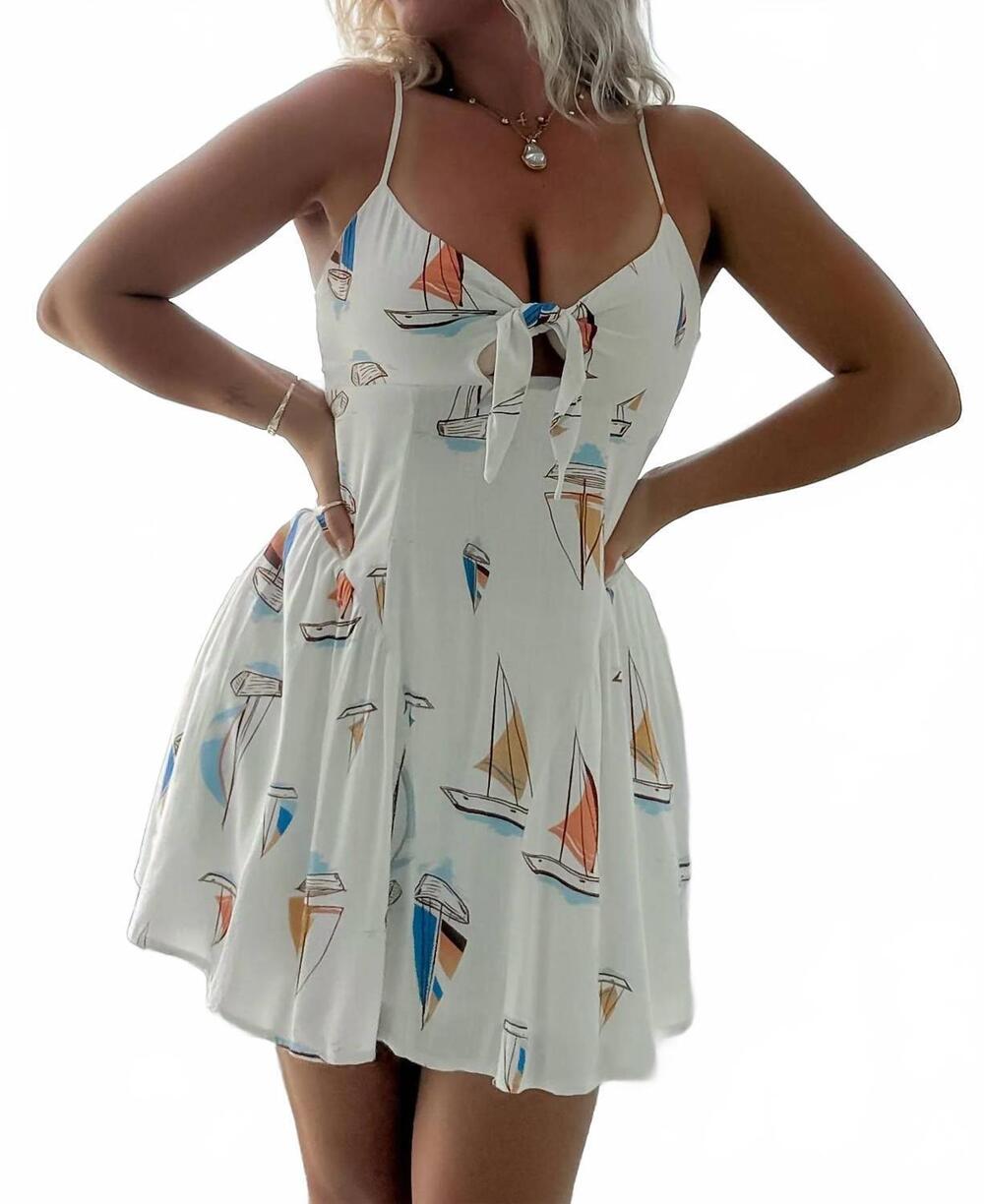 NEW ILLA ILLA women's harbor club mini dress in white